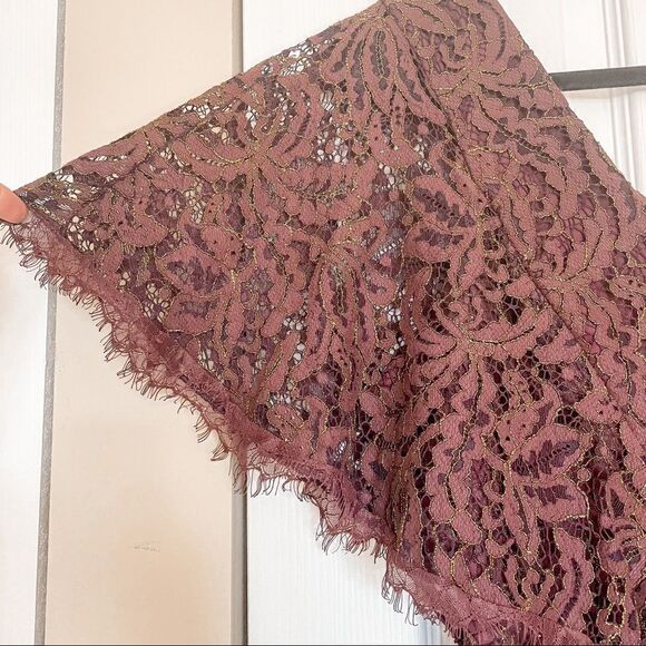 Dress The Population Lace Romper Burgundy Gold M - Picture 8 of 11